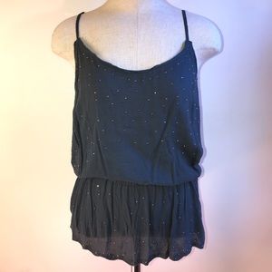 NWT Gray Studded Embellished Flowy Cinched Tank